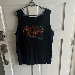 Harley-Davidson Black and Orange Tank Top